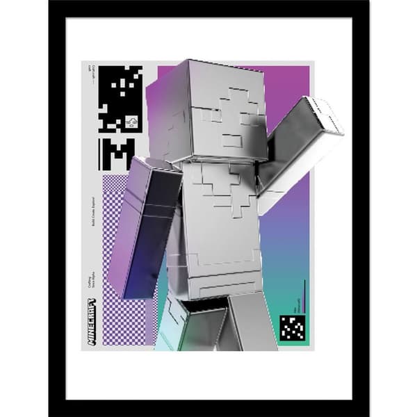 Minecraft Block Wave Framed Poster Multicoloured 40cm x 30cm