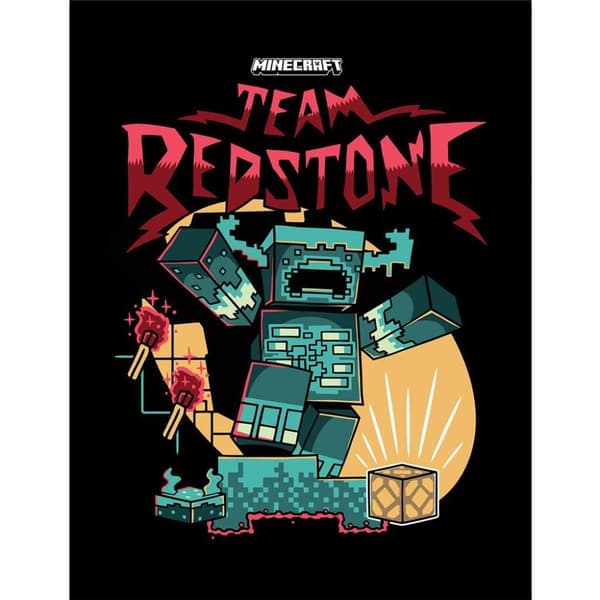 Minecraft Team Redstone Printed Framed Poster Blue/Yellow/Red One Size