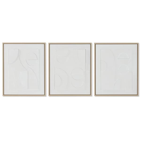 Maleri Home ESPRIT Hvid polystyren Lærred Abstrakt Skandinavisk 40 x 4,8 x 50 cm (3 enheder)