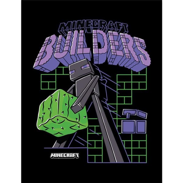 Minecraft Builders Framed Poster Black/Purple/Green 40cm x 30cm x 1.7cm