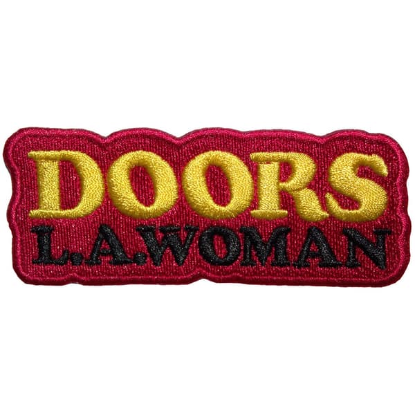 The Doors Woven Patch: LA Woman Text Logo on Red (Standard)