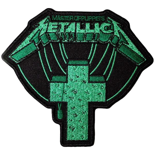 Metallica Woven Patch: Master Of Puppets Green Cross (Standard)