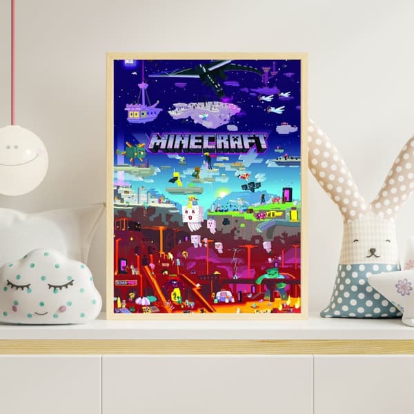 Affisch med Minecraft-motiv för barnrum – Perfekt för små gamers!