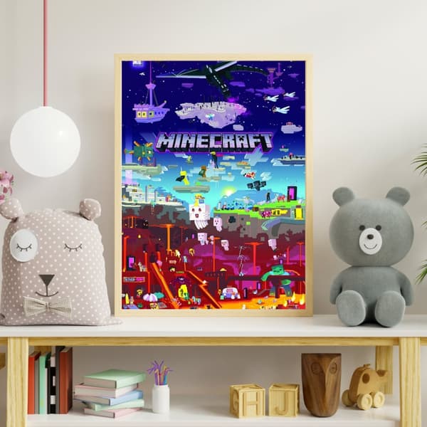 Affisch med Minecraft-motiv för barnrum – Perfekt för små gamers!