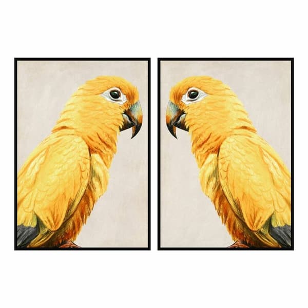 Maleri DKD Home Decor Papegøje Tropisk (103 x 4,2 x 143 cm) (2 enheder)