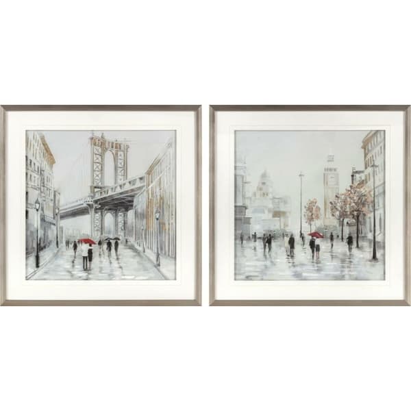 Maalaus DKD Home Decor Kaupunki (63 x 3 x 63 cm) (60 x 3 x 60 cm) (2 osaa)