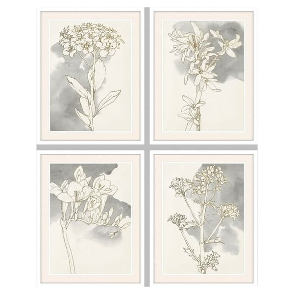 Maleri DKD Home Decor 55 x 2,5 x 70 cm Cvetlice Romantisk (4 Dele)