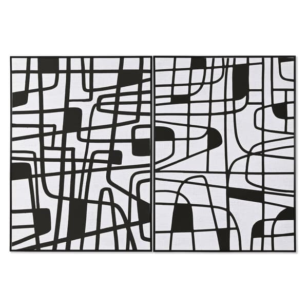 Maalaus Home ESPRIT Valkoinen Musta Moderni 103 x 4,5 x 143 cm (2 osaa)