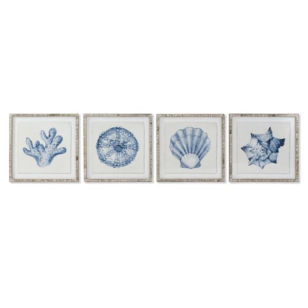 Maleri Home ESPRIT Koral Middelhavet 50 x 2,5 x 50 cm (4 enheter)