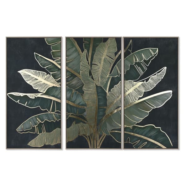 Set of 3 pictures Home ESPRIT Palmut Trooppinen 180 x 4 x 120 cm (3 Kappaletta)
