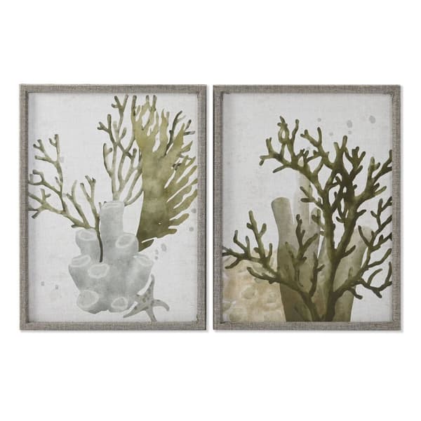 Maleri Home ESPRIT Grøn Koral Middelhavet 45 x 2 x 60 cm (2 enheder)