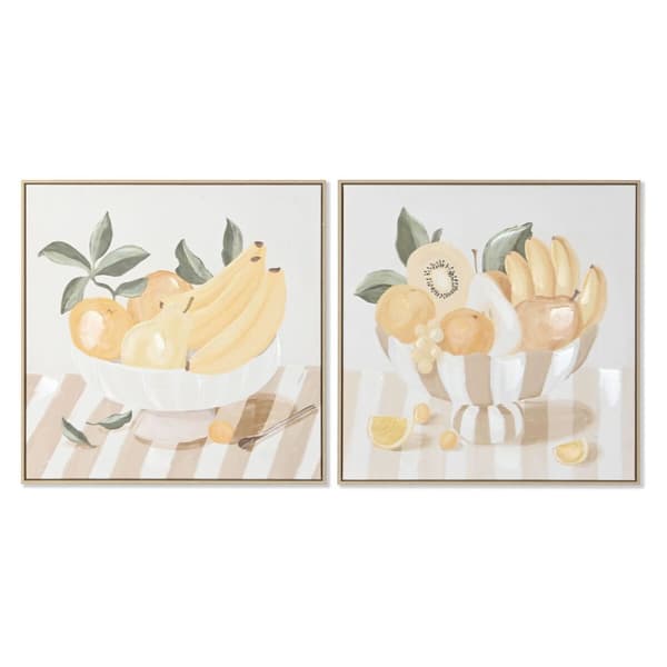 Maleri Home ESPRIT Gul Beige Cottage 80 x 4 x 80 cm (2 enheder)
