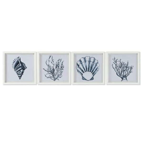 Maalaus Home ESPRIT Sininen Valkoinen Välimeren 35 x 2 x 35 cm (4 osaa)