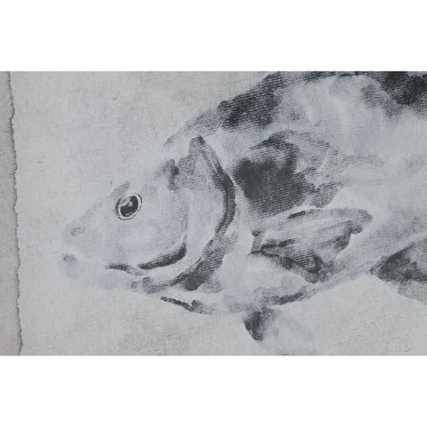 Maleri Home ESPRIT Grå Fisk (4 enheder)