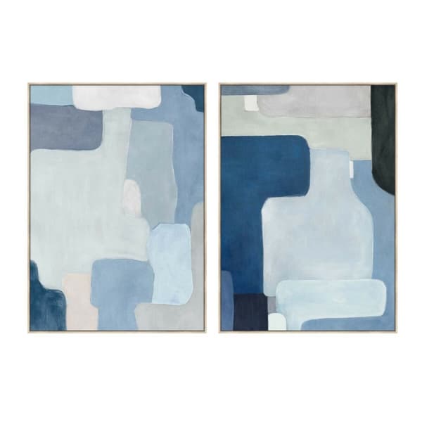 Maleri Home ESPRIT Blå Abstrakt Urban 100 x 4 x 140 cm (2 enheder)