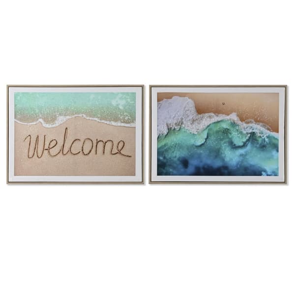Maleri Home ESPRIT Strand Middelhavet 72,5 x 3 x 52,5 cm (2 enheder)