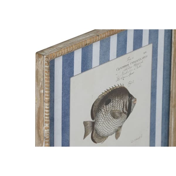 Maleri Home ESPRIT Blå Fisk 40 X 2,5 X 55 cm (4 enheder)