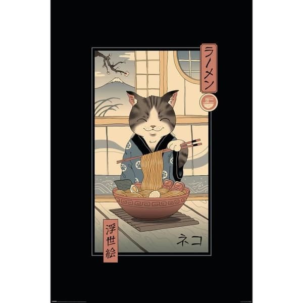 Affisch Vincent Trinidad Neko Ramen Ukiyo-E