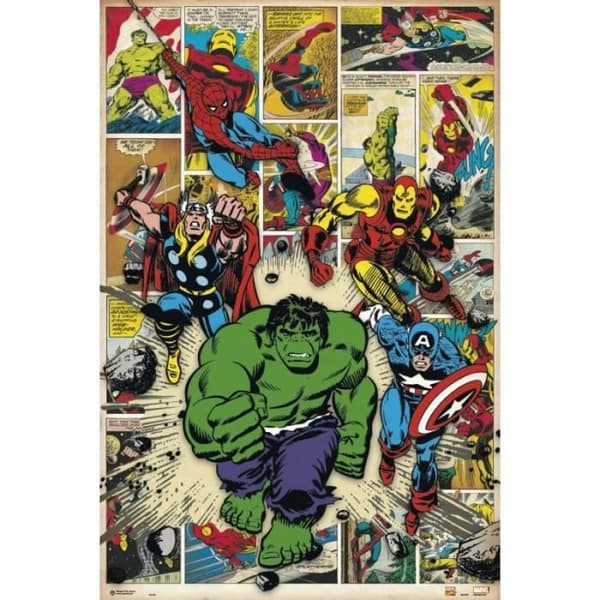 Poster Väggdekoration - Marvel - Here Come The Heroes - Höjd 0,19 cm - Rektangulär - Interiör