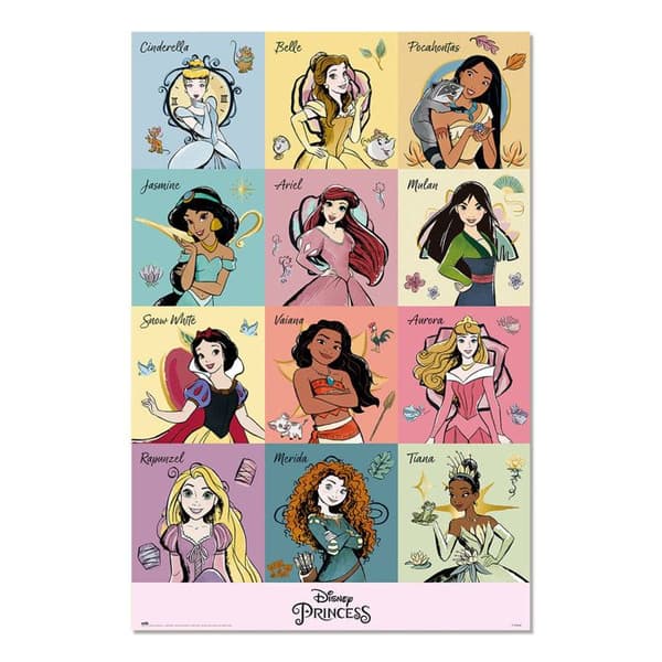 Poster - Grupo Erik - Disney Princesses - 61x91,5cm - Väggdekoration - Svart