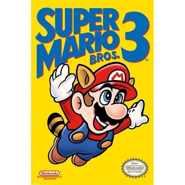 Affisch - Nintendo - Super Mario Bros. 3 - 61 x 91 cm - Gul - Väggdekoration