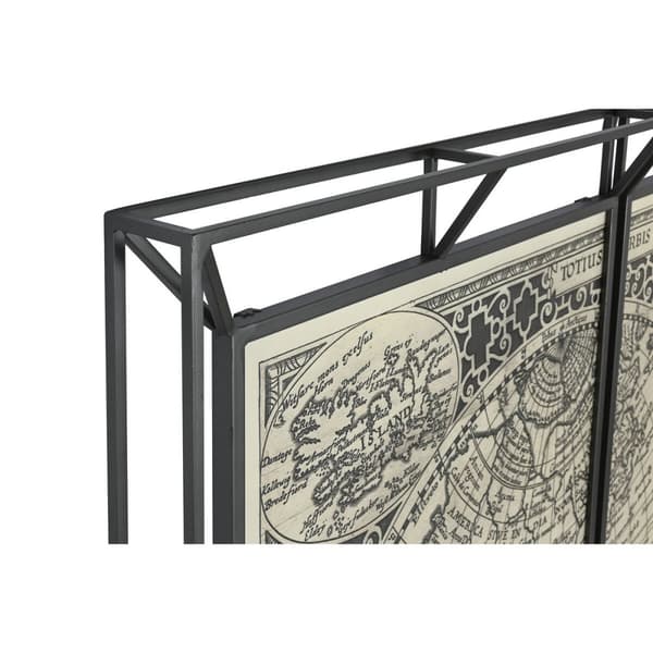 Sæt med 3 malerier Home ESPRIT Hvid Sort Verdenskort 222 x 8 x 140 cm (3 Dele)