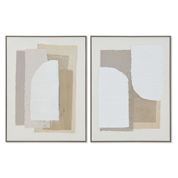 Maleri Home ESPRIT Hvid Beige Abstrakt Skandinavisk 62 x 3,2 x 82 cm (2 enheder)