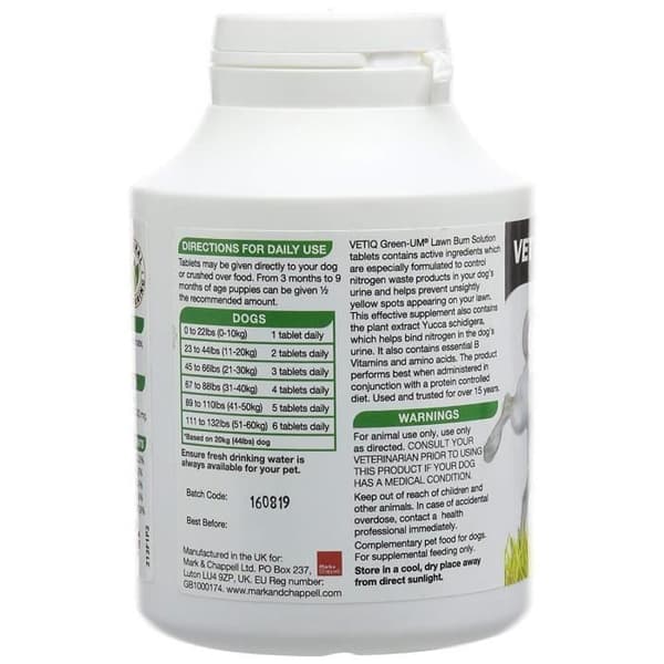 Mark And Chappell Ltd M-C Green UM Lawn Care Tabletter för hundar (storlek: 100 tabletter), - 4798