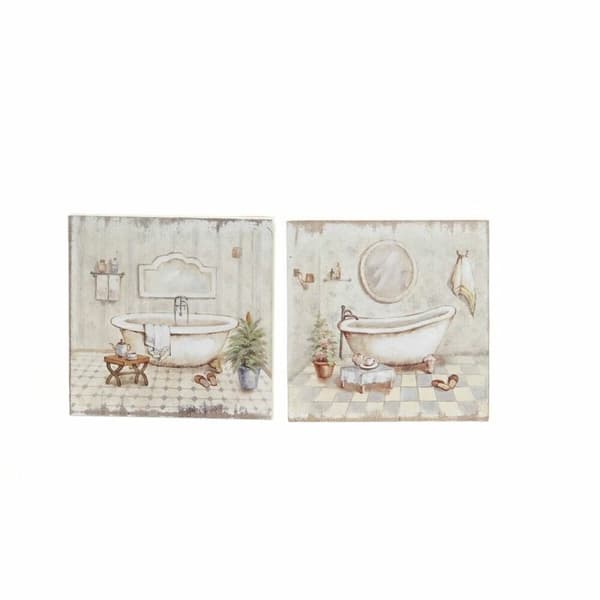 Maleri DKD Home Decor Toiletter (2 enheder) (20 x 3 x 20 cm)