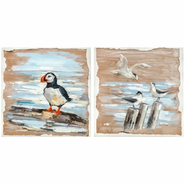 Maleri DKD Home Decor Fugler Middelhavet (45 x 2,7 x 45 cm) (2 enheter)