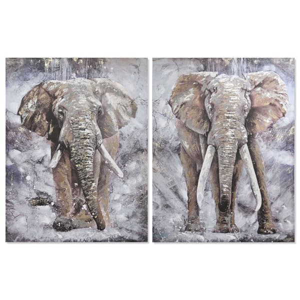 Maalaus Home ESPRIT Norsu Siirtomaatyylinen 90 x 3 x 120 cm (2 osaa)