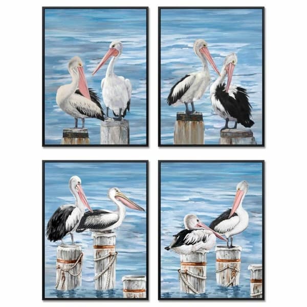 Maleri DKD Home Decor Lintu Middelhavet (53 x 3,5 x 73 cm) (4 enheter)