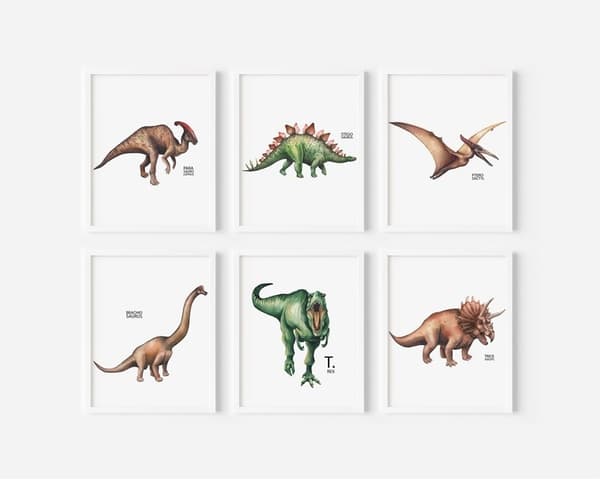 Plakater - Dinosaurer / sæt med 6 stk