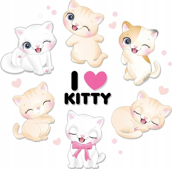 Veggklistremerke - I Love Kitty