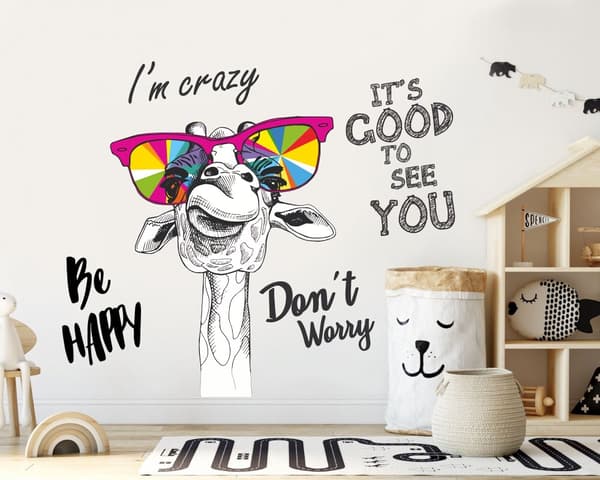 Veggklistremerke - Dont Worry Be Happy / Sjiraff / 02