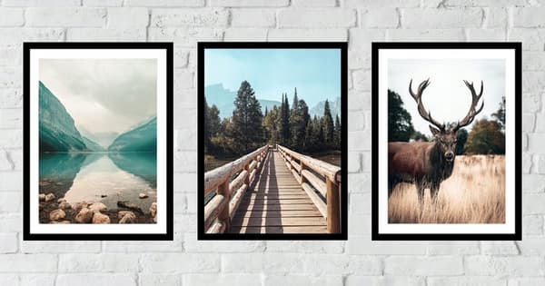 Posters - Fjäll, Bro och Rådjur / Set om 3