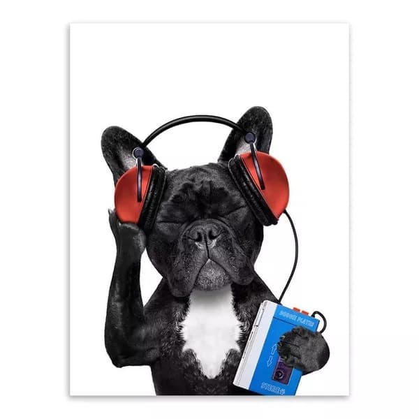 Plakat - Hund med hodetelefoner
