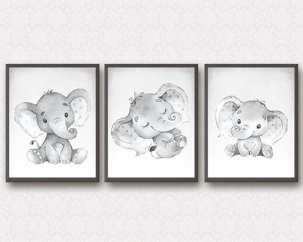 Plakater - Baby elefanter / sæt med 3