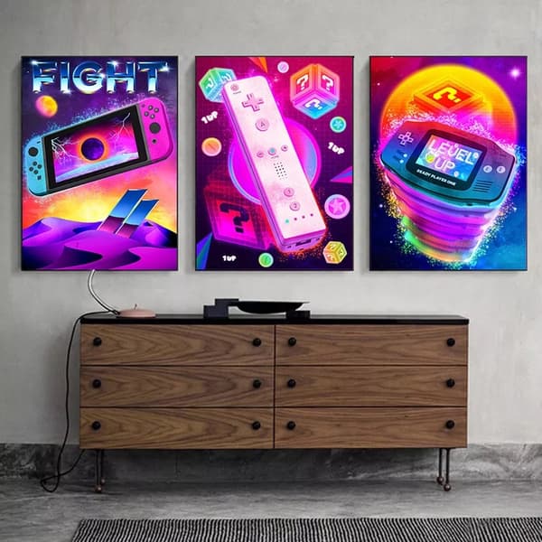 Plakater - FIGHT / LEVEL UP / sett med 3