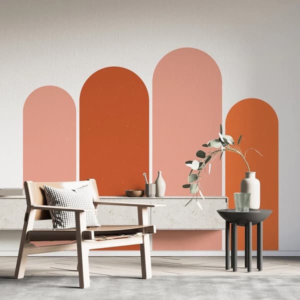 Veggklistremerke - Boho Arch / Rosa og brun