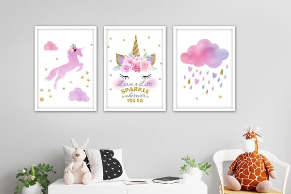 Plakat - Enhjørning / Leave a Sparkle  / Sett med 3
