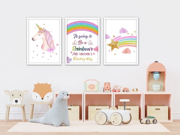 Plakat - Rainbow and Unicorn / Sæt med 3