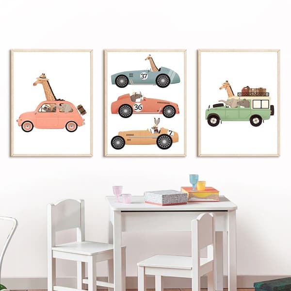 Plakat - Dyr i bilen / Sett med 3