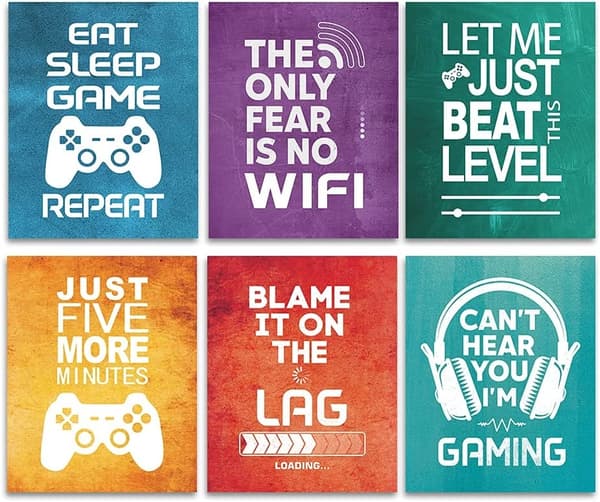Plakat - Videospill / Inspirerende sitater / Sett med 6