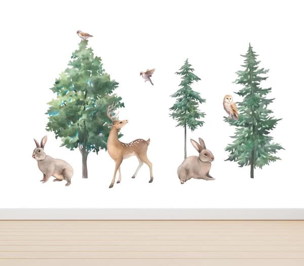 Wallsticker - Kaniner, Hjort og Fugler