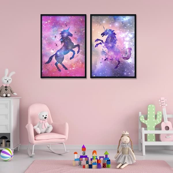 Plakat - Enhjørning - Pink og Blå / Sæt med 2