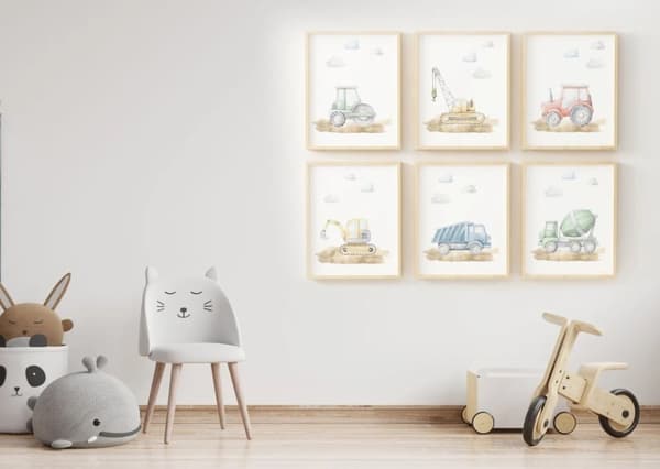 Plakater - Byggebiler / sett med 6 stk