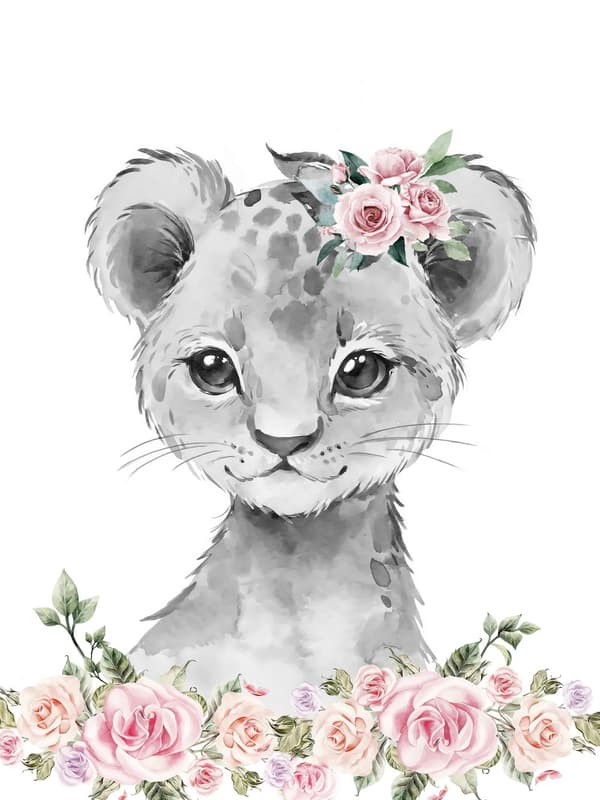 Plakat - Løveunge med Blomster