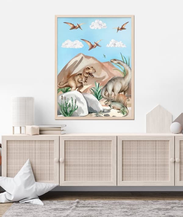 Plakat - Dinosaurer / Pterodactylus og Brontosaurus