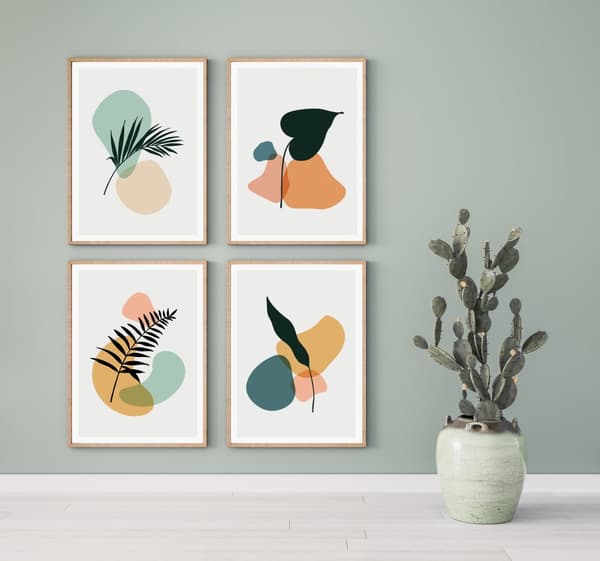 Plakat - Moderne kunst / Blade # 02 / sæt med 4